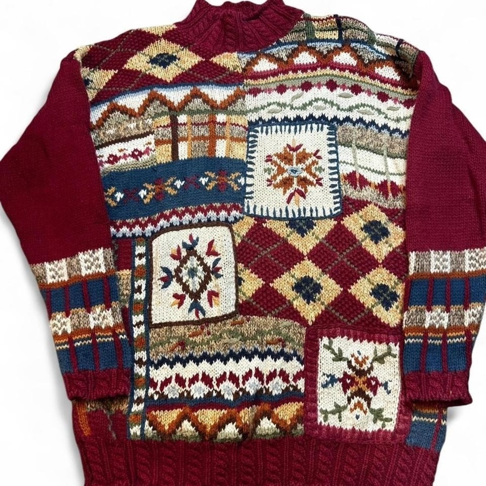 Vintage knitted cottage grandma‎ core heirloom collectibles sweater size large